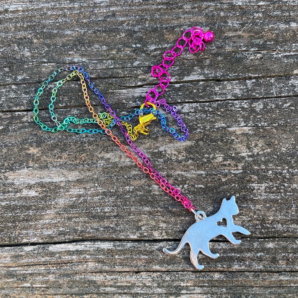 Rainbow cat necklace 🐱